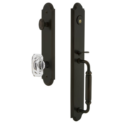 Arc One-Piece Handleset with Single Cylinder Deadbolt and C Grip with Baguette Clear Crystal Knob