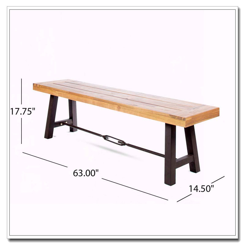 Banc d'extérieur avec panneau à lattes et structure en bois d'acacia