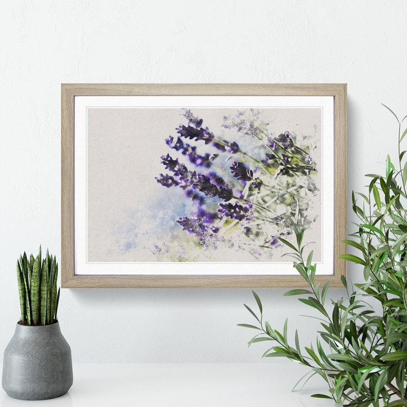 Lavender Vol.2 - Picture Frame Graphic Art, Oak Framed, 27cm H x 36cm W x 2cm D