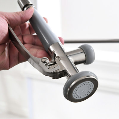 Hot And Cold Kitchen Faucet Pull Down - Brushed Nickel, Ceramic Filler, All Brass Material, Contemporary Look In Nickel Construction, To Rust,