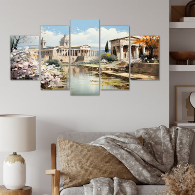 «Springtime Roman Empire Landscape IV - Italy», ensemble d'art mural multi-panneaux