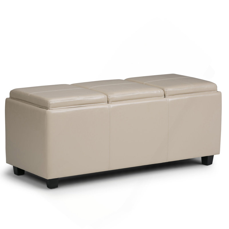 Repose-pieds avec rangement de 42 pouces de largeur, Faux Leather, Beige
