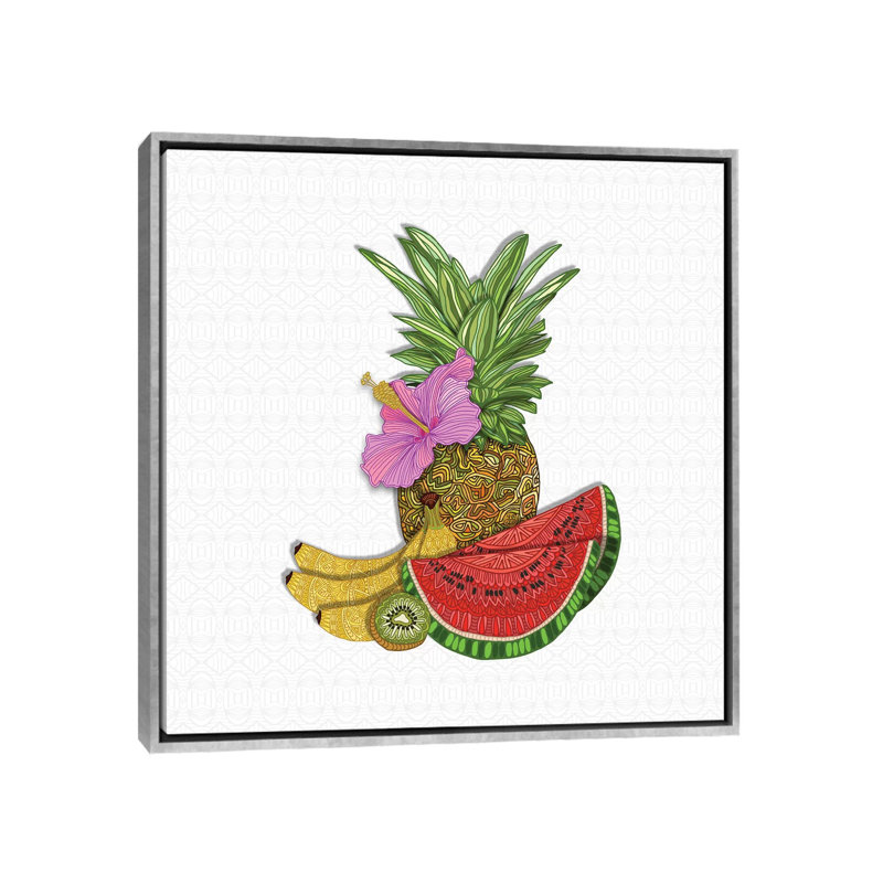 «Fruit Salad» par Angelika Parker, impression, H 37 po x l 37 po x P 1,5 po, Toile avec cadre argenté, Aucun mat