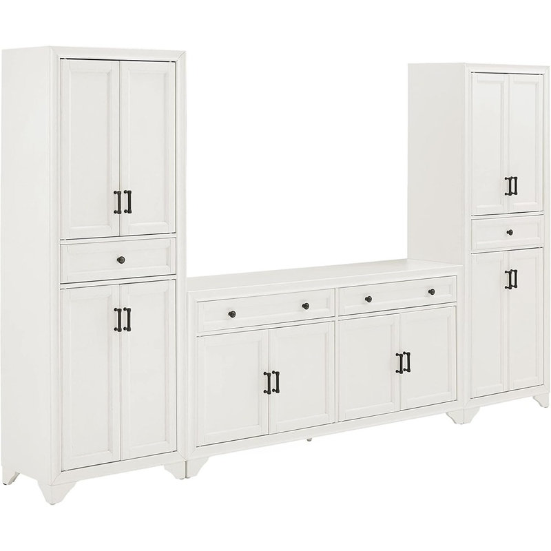 Modern Farmhouse Sideboard Buffet Cabinet And Kitchen Storage Pantry – Distressed White