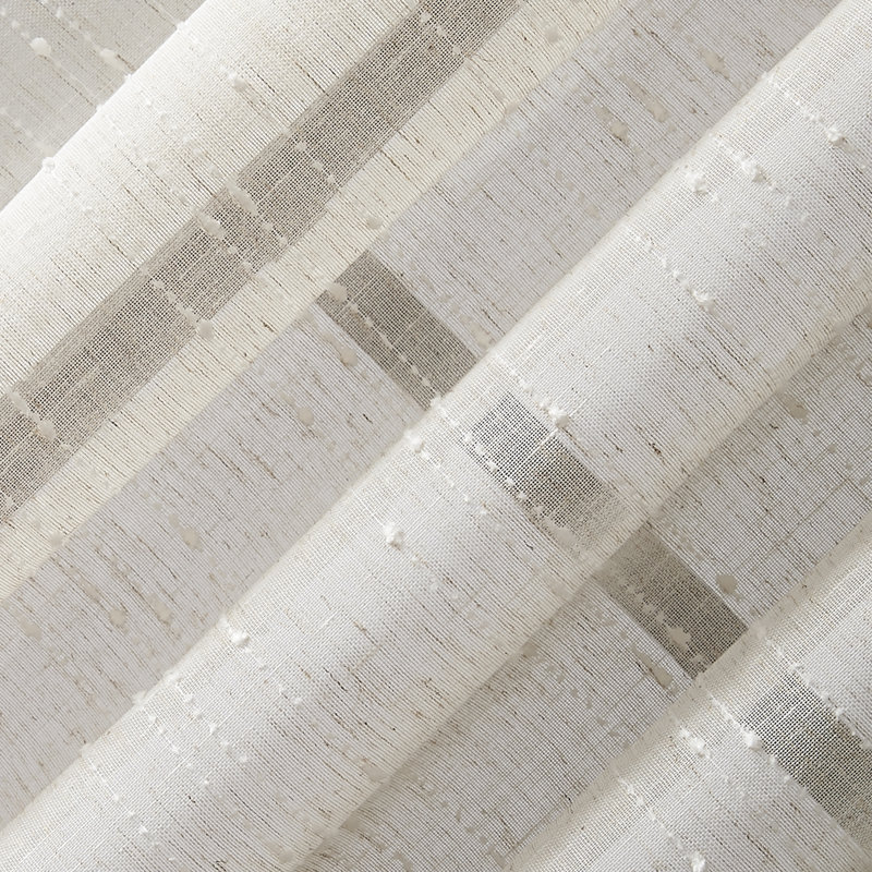 Textured Slub Anti-Dust Striped Semi-Sheer Rod Pocket Curtain Panel, 52" W x 95" L, Linen