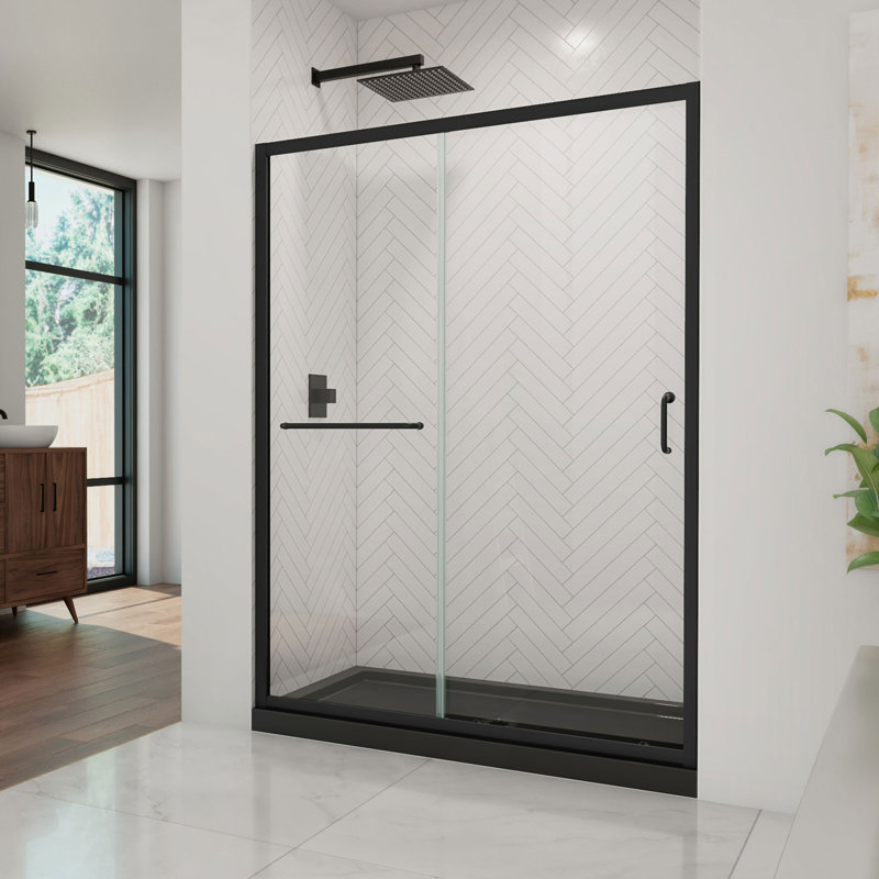 Cabine de douche coulissante encadrée Infinity-Z 74,75 "H, Noir mat, Noir mat