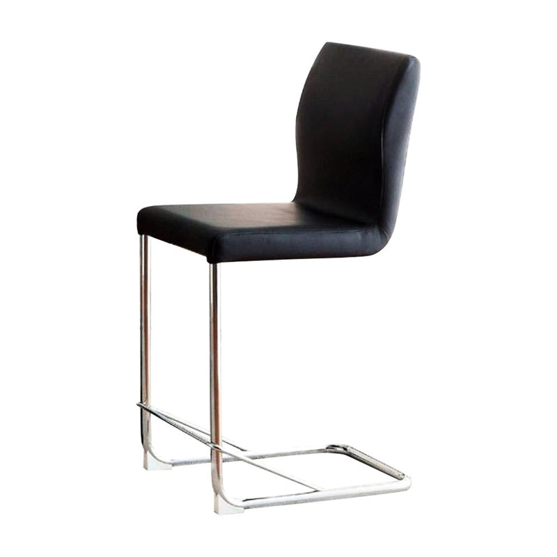 Chaises de salle à manger modernes à hauteur de comptoir 2 pièces, siège en noir, pieds en métal noir, pieds, style