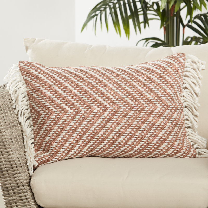 Housse de coussin rectangulaire pour l'extérieur Settia, Brun clair/Ivoire