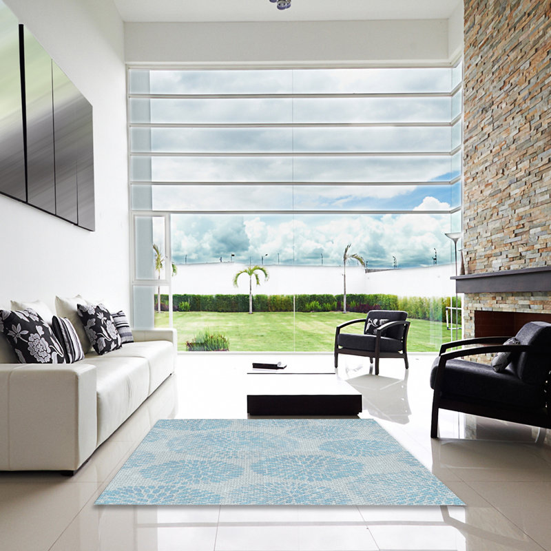 Tapis de zone bleue à motifs, Carré 5 pi