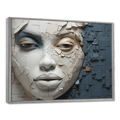 «Blue and beige», femme africaine, collage - art africain, décoration murale
