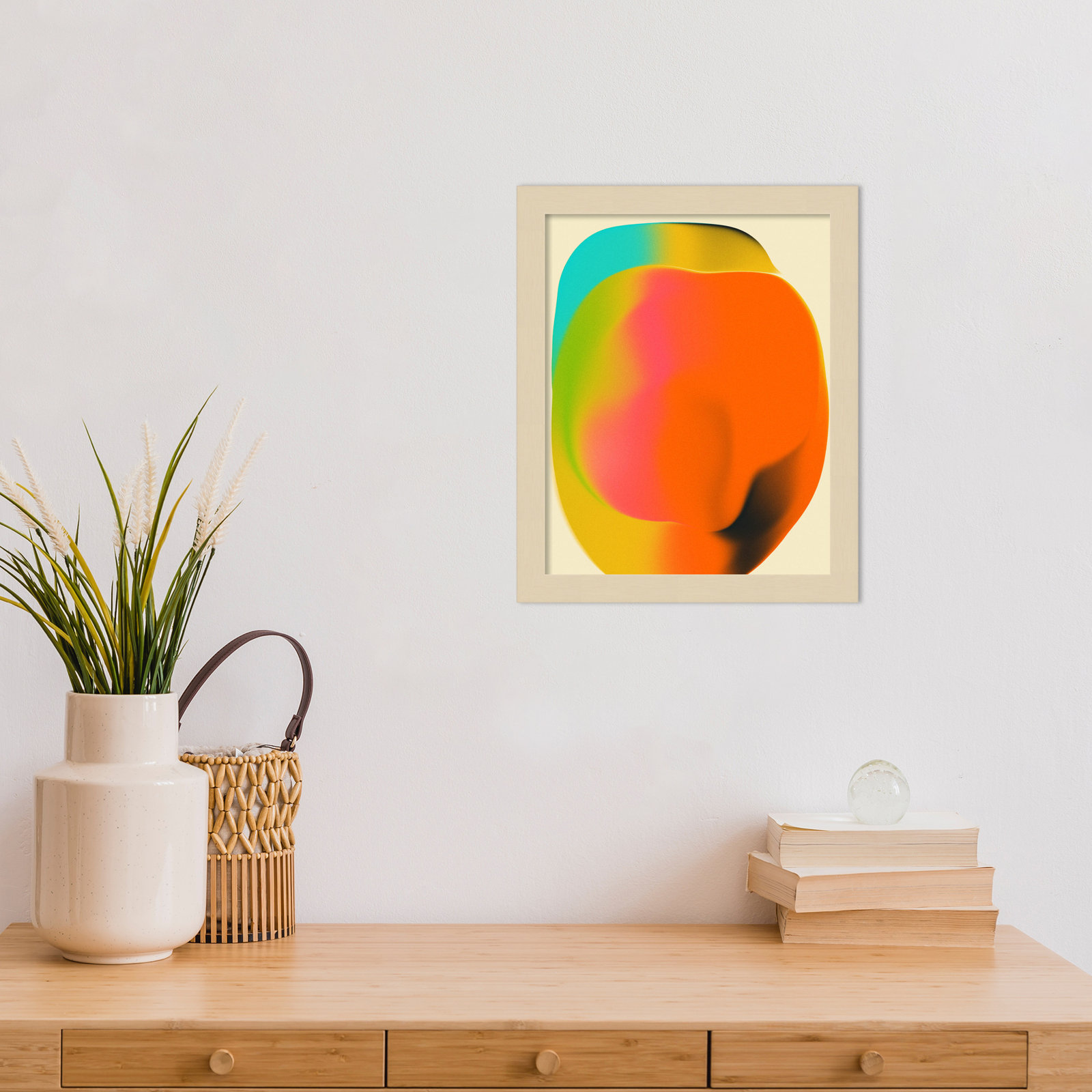 Smudge 2 by Jazzberry Blue, Brown Framed, 13" H x 11" W
