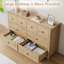 Commode 8 tiroirs Vintage avec pieds fuselés, finition chêne naturel-745585692