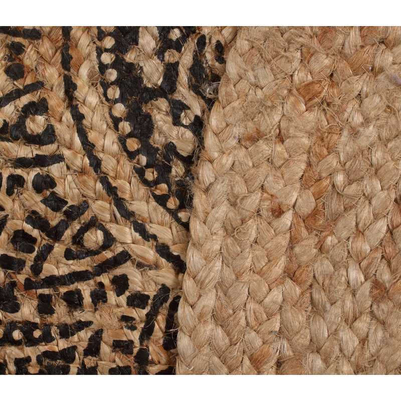 Tapis rond en jute / sisal à motif floral touffeté à la machine 3 pi Gardena