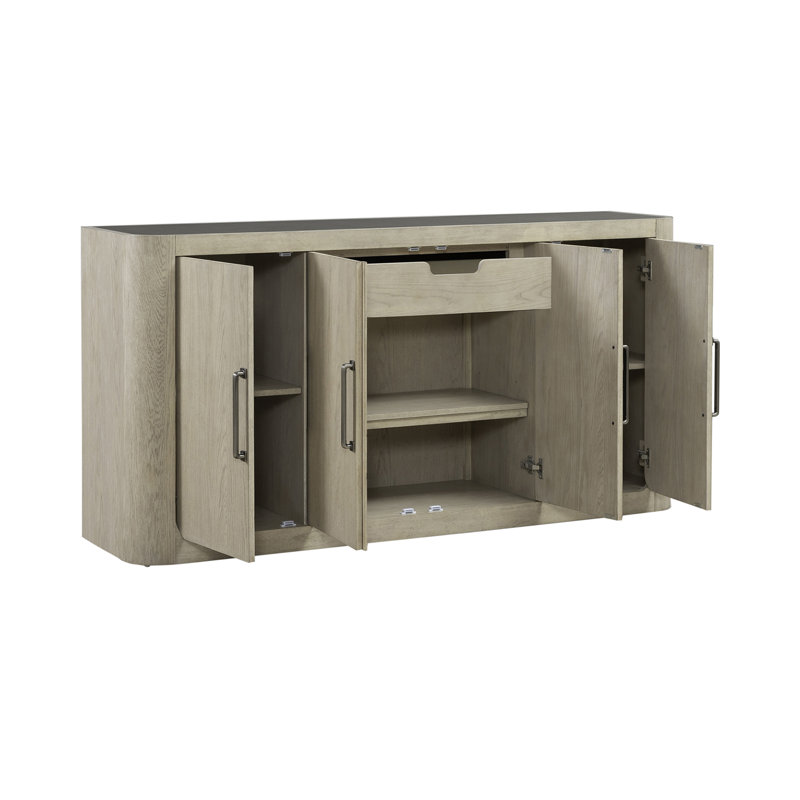 Shaly Server w/ 3 Cabinets & Adjustable Shelves, Beige