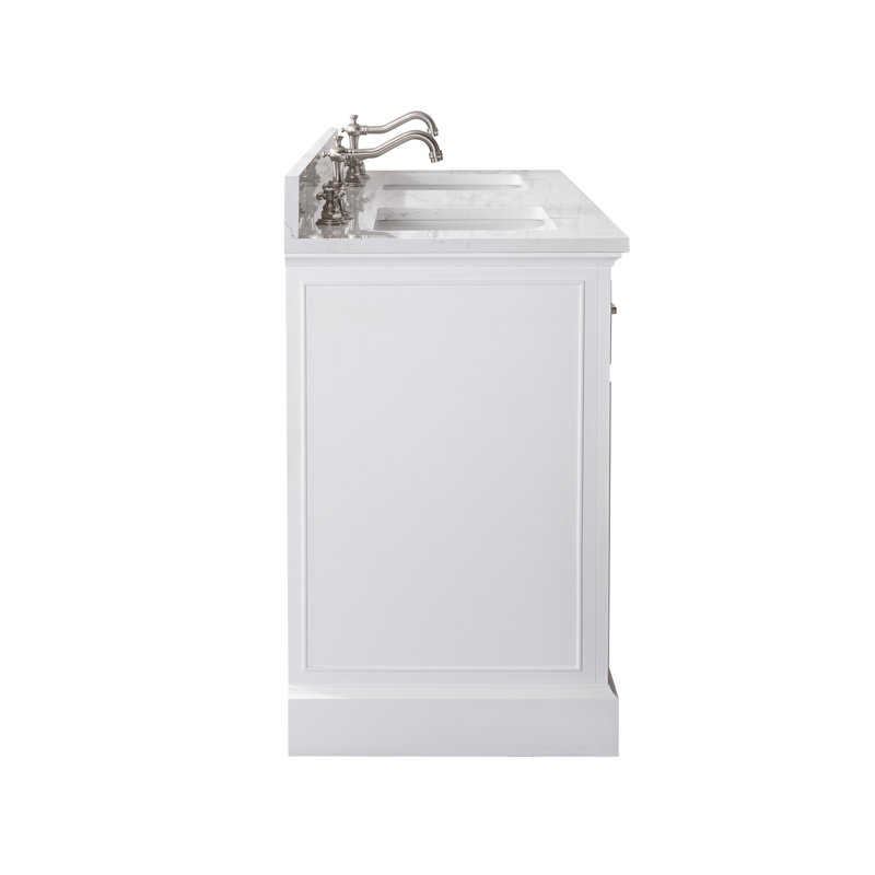 Thompson 60" W Double Vanity, White/Brushed Nickel
