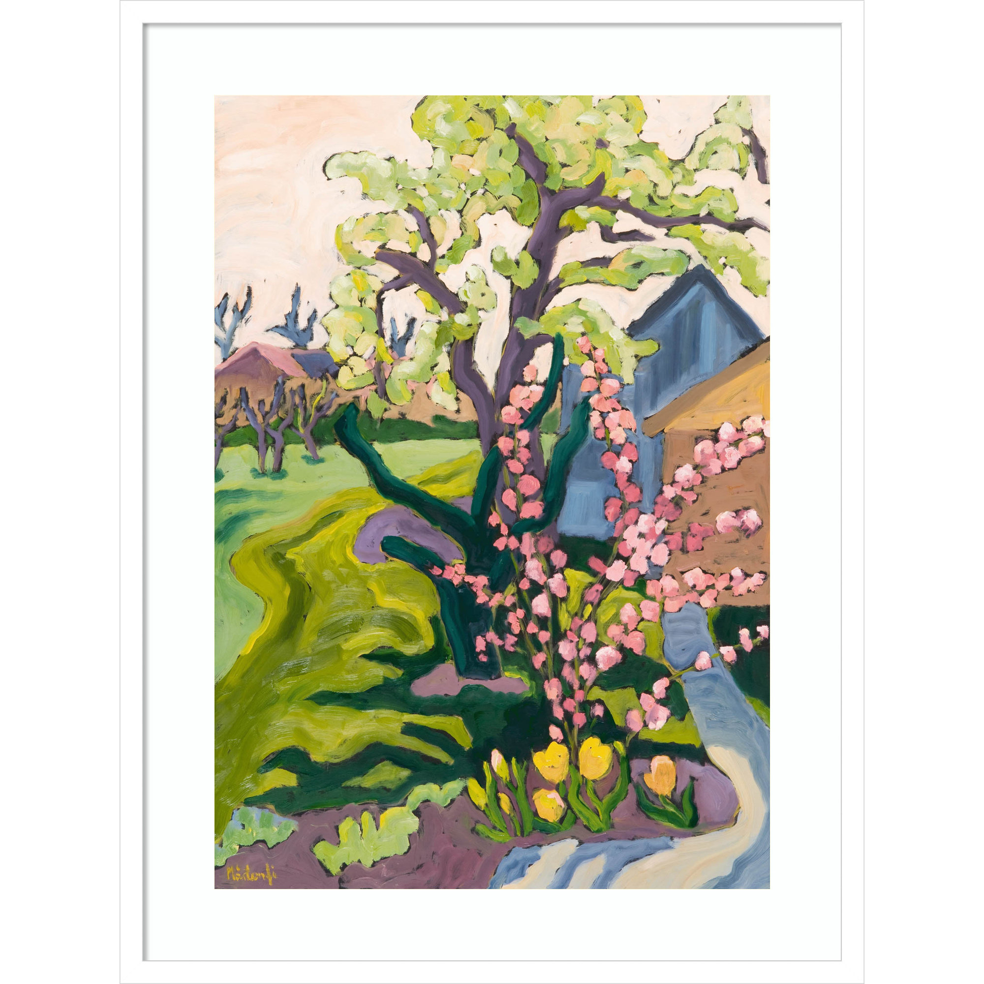 Fayra Garden In Dusk Light Framed On Paper by Fayra Print, 33" H x 25" W x 1" D, White