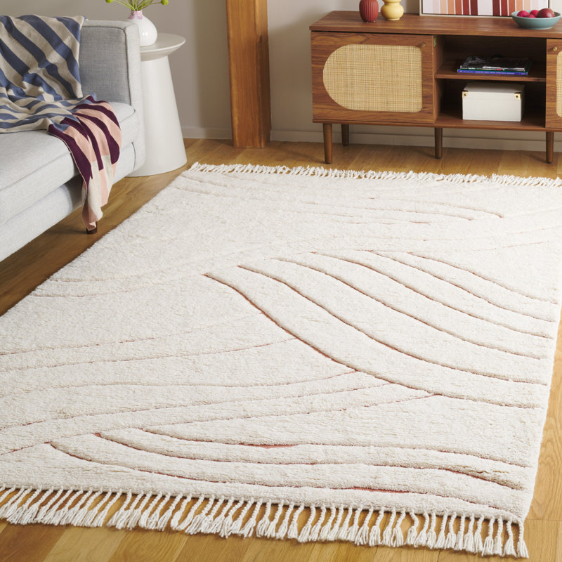 Tapis ivoire touffeté en laine / coton recyclé Vermont, Rectangle 5 pi x 8 pi