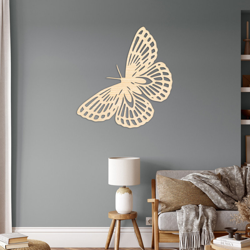 Abstrait art mural papillon - Argent ACM (22,6 po x 24 po), H 30,1 po x l 32 po x P 0,25 po, Blanc