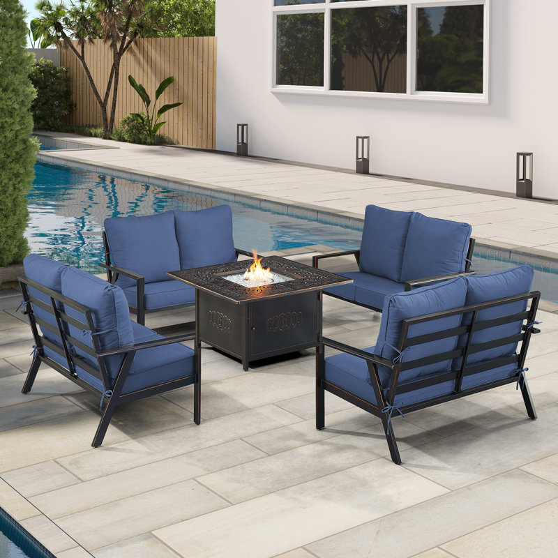 Tetsuya Outdoor 6 - Piece Conversation Set, Blue