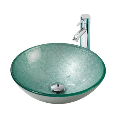 lavabo en verre trempé vert craquelé