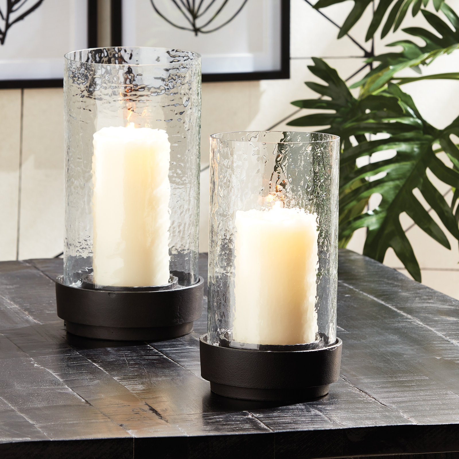 Avelar Metal Hurricane Candle Holder, 12" H x 6.75" W x 6.75" D