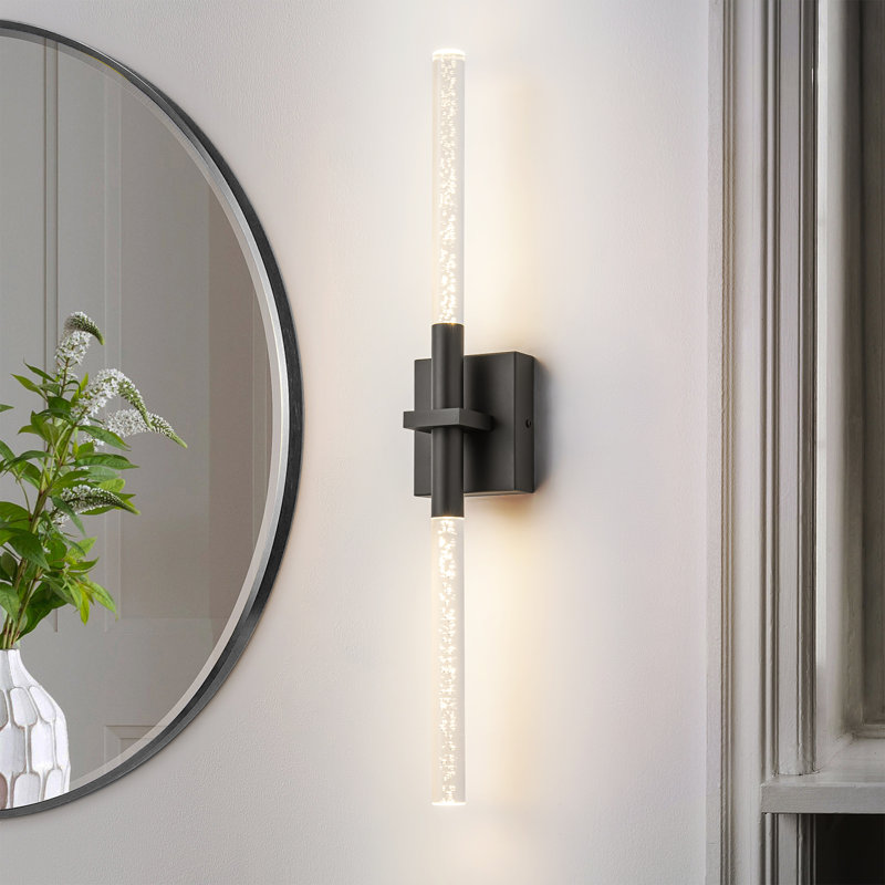 Luminaire de salle de bain moderne à DEL en acier à intensité variable, Noir mat