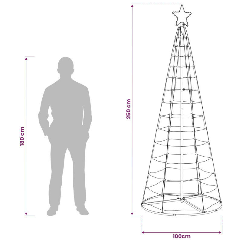 LED Indoor Lighted Christmas Tree, 250 cm