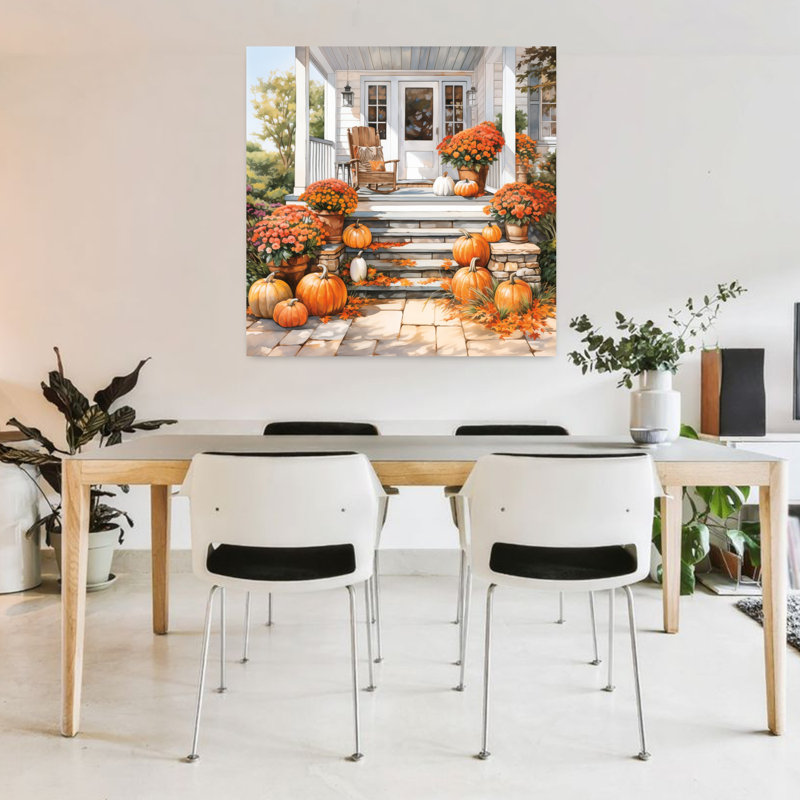 Art mural abstrait d'automne, 36" H x 36" W