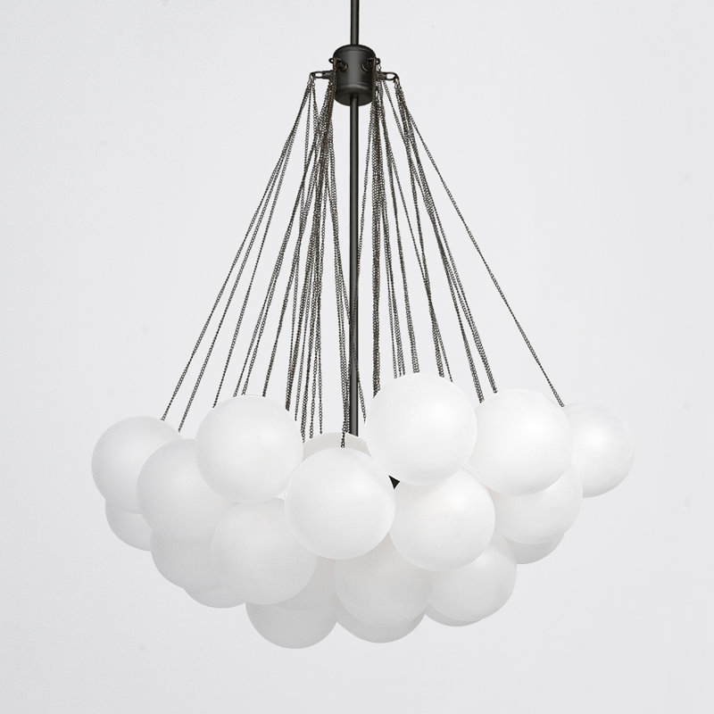 Aniston 3-Light Glass Globe Bubble Chandelier, Black, 98cm H x 80cm W x 80cm D