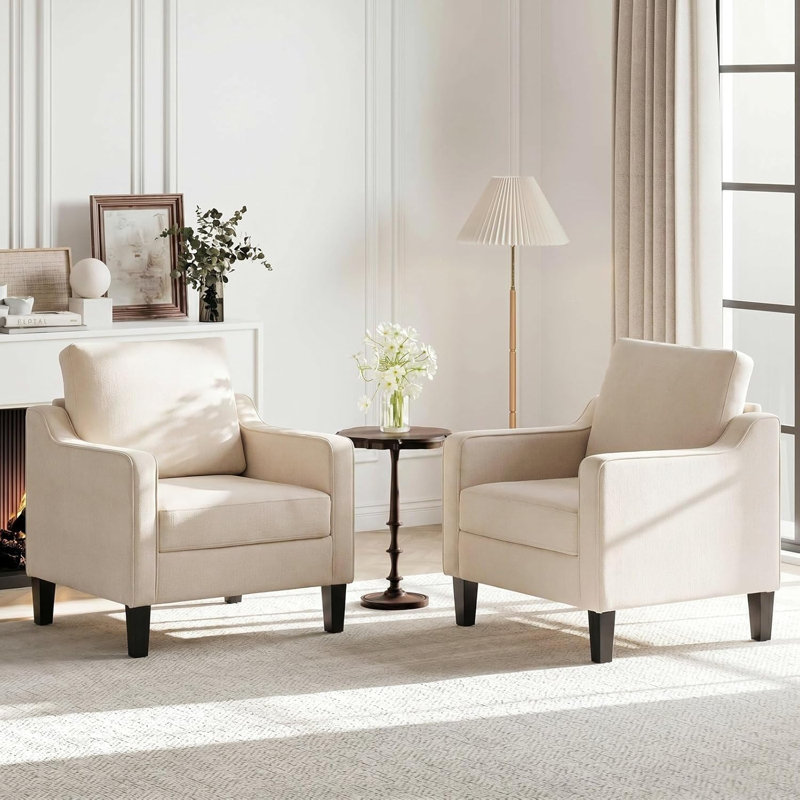 Xxy0272ca-kd Mid-century Modern Accent Armchair, Beige