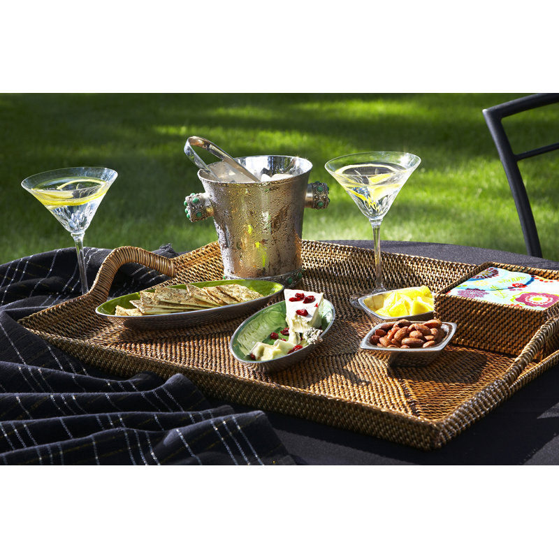Wicker Rectangle Geometric Decorative Tray