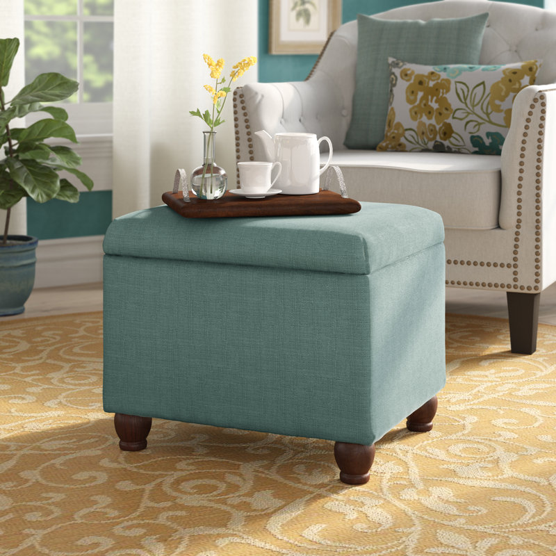 Repose-pieds avec rangement Arath, Polyester turquoise