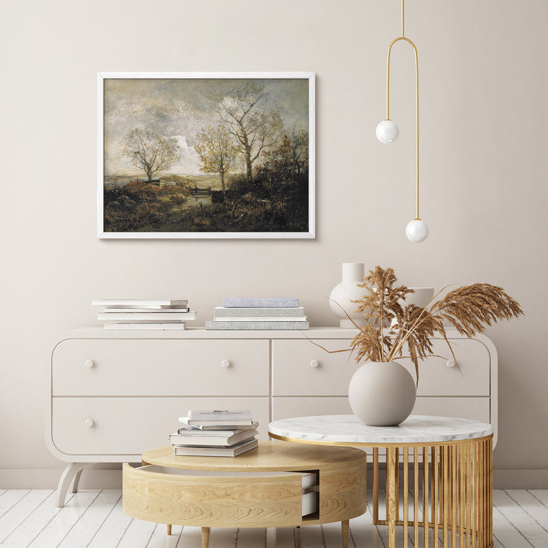 «Classic French Country Fall Trees Rustic Artwork, impressions encadrées, affiches, petit art mural de salle de bain», Blanc