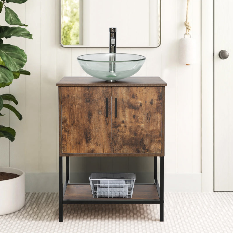 Ensemble de meuble-lavabo simple 24 po Vondal, Brun