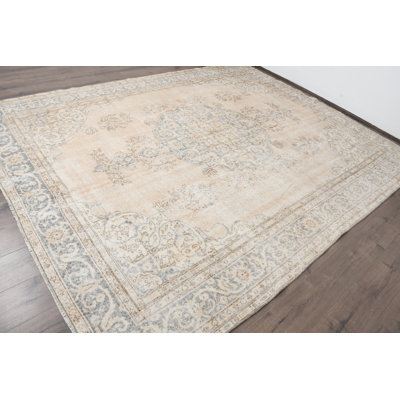Oversize Wool Rug, 99.6x126 Inch Beige Patchwork Rug