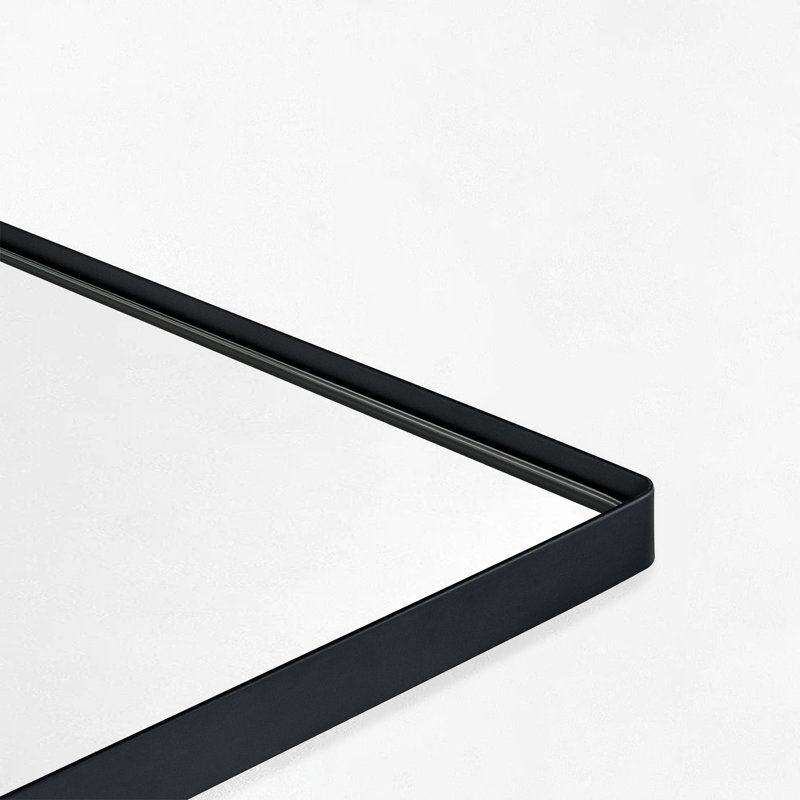 Amell 72'' H X 48'' W Black Metal Arched Floor Mirror for Entryway, Bathroom, or Living Room