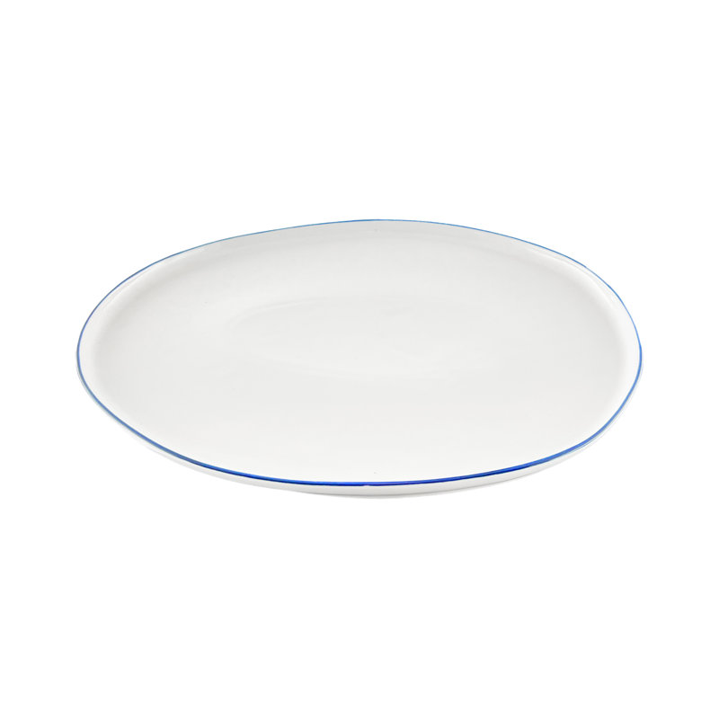 Canvas Home Abbesses Colored Rim Porcelain Serving Platter, Blue Rim