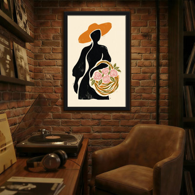 Plants & Flowers Silhouette Woman With Hat And Flower Basket