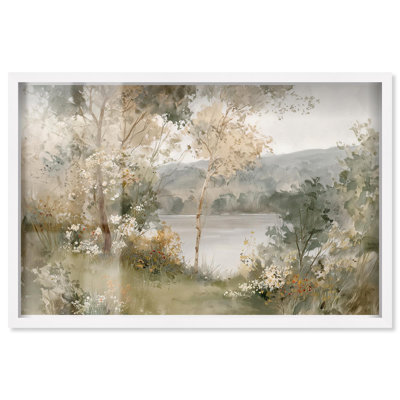 «Silent Pond's Mirror II» par Art Remedy, cadre blanc, 46 x 31