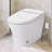 Heated Seat Smart Toilet  Without Bidet, Upmarket Compact Dual Flush Toilet 1/1.28 GPF, Tank Less Toilet With Adjustable Temp Heated Seat, Foot Sensor Flush, White Night Light, Knob Control,Auto Flush