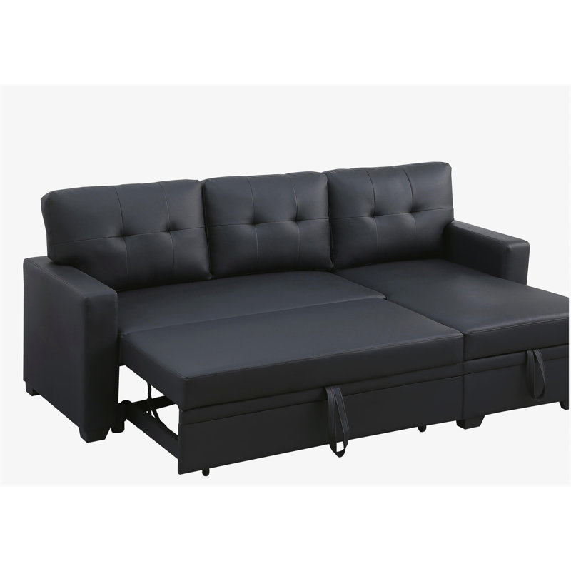 Canapé modulaire rembourré avec méridienne, Noir