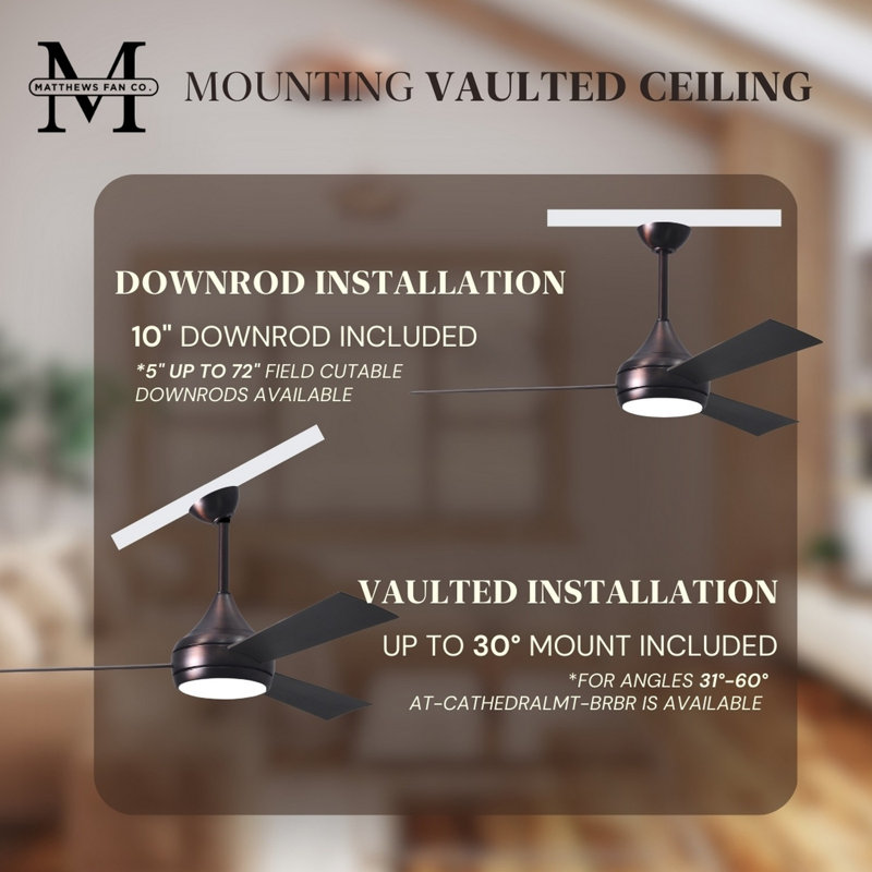 Donaire LED Outdoor Downrod Ceiling Fan, Brushed Bronze, Bronze