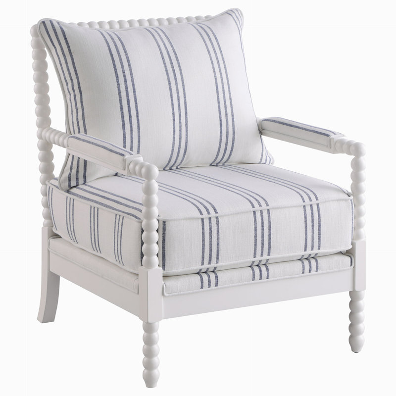 Fauteuil d'appoint rembourré Herndon, Navy Blue 100% Polyester, Blanc