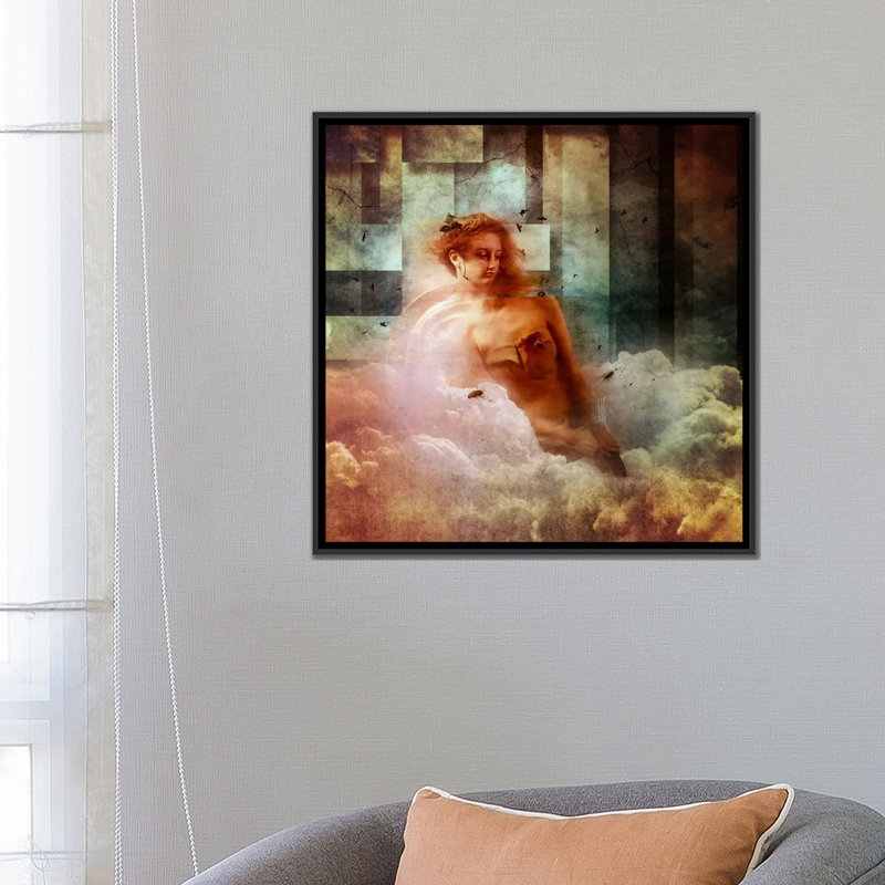 «Clouds», impression sur toile, H 18 po x l 18 po x P 1,5 po, Toile encadrée noire, Pas de tapis