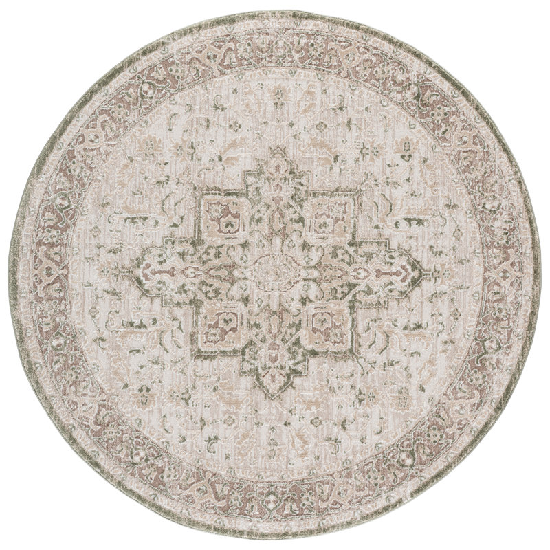 Lunara Power Loom Polyester; Jute/Sisal; Polypropylene Plastic Oriental Indoor Rug, 6'-7" x 6'-7" Round