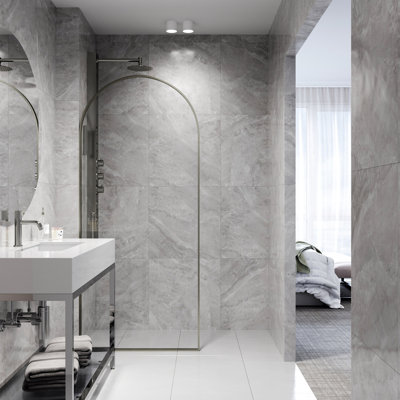 Arden 34" W x 78" H Fixed Framed Shower Screen with 3/8" Clear Glass