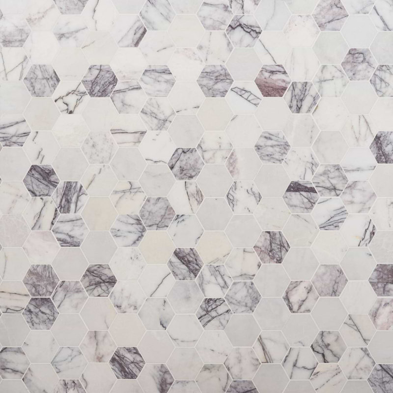 Lilac Premium 4” Hexagon Honed Marble Mosaic Tile