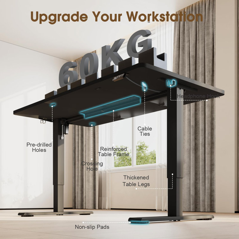 Electric Standing Desk 140x60cm Height Adjustable Desk