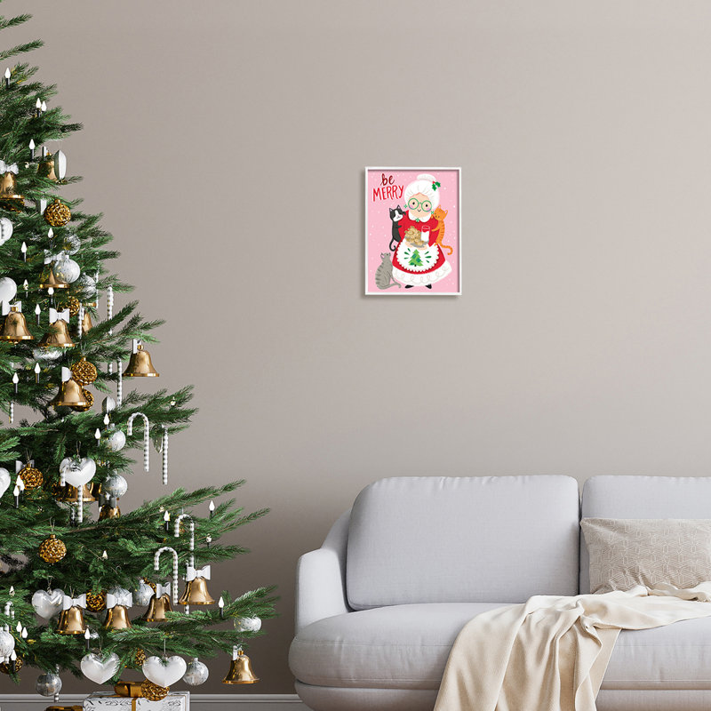 Be Be Merry Grandma Christmas Cookies Cats Percher, H 14 po x l 11 po x P 1,5 po, Giclée encadrée blanc bord de mer