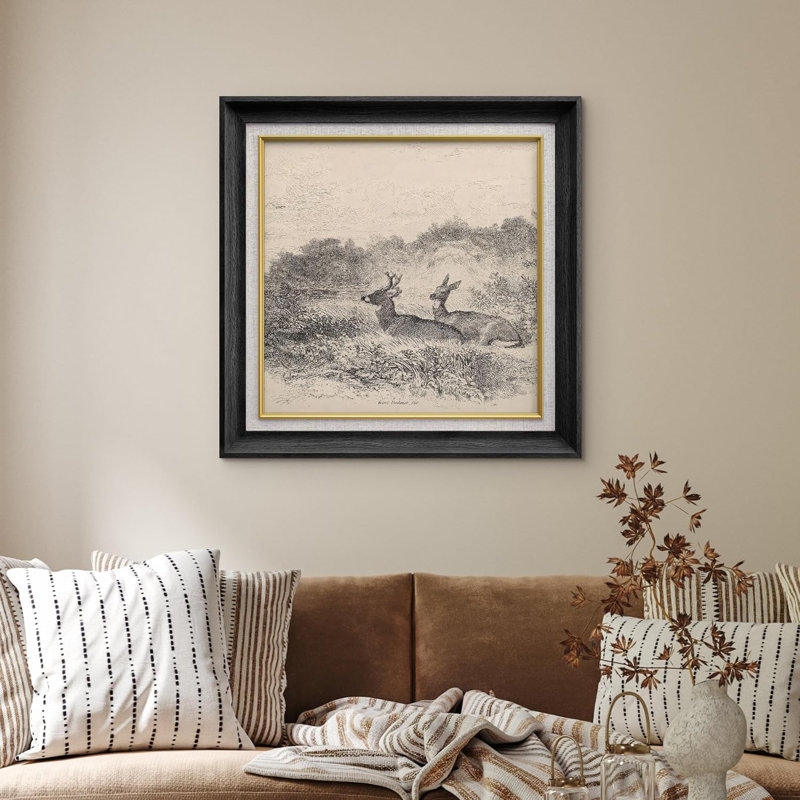 «Pastel Watercolor Cloudy Study» par John Constable - peinture sur toile encadrée, Noir